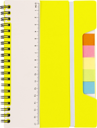 TREVIR Kroužkový zápisník s pravítkem a memo lístky, žlutá