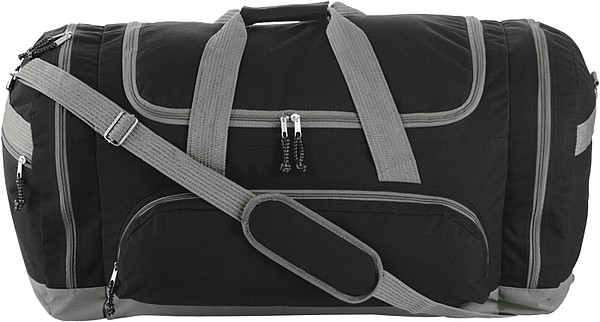 TUVALU Sportovní cestovní taška s množstvím přihrádek, černá