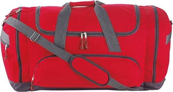 TUVALU Sportovní cestovní taška s množstvím přihrádek, červená