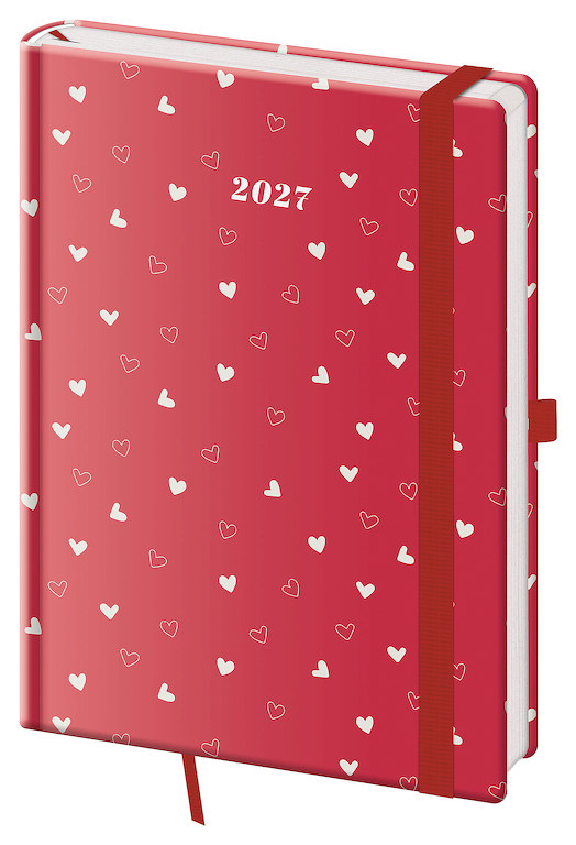 Týdenní diář A5 Vario Hearts s gumičkou