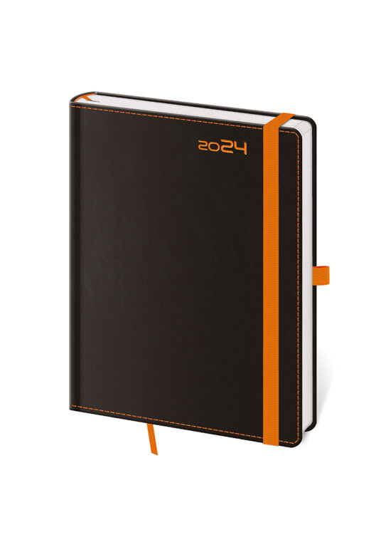 Týdenní diář B6 Black Orange s poutkem