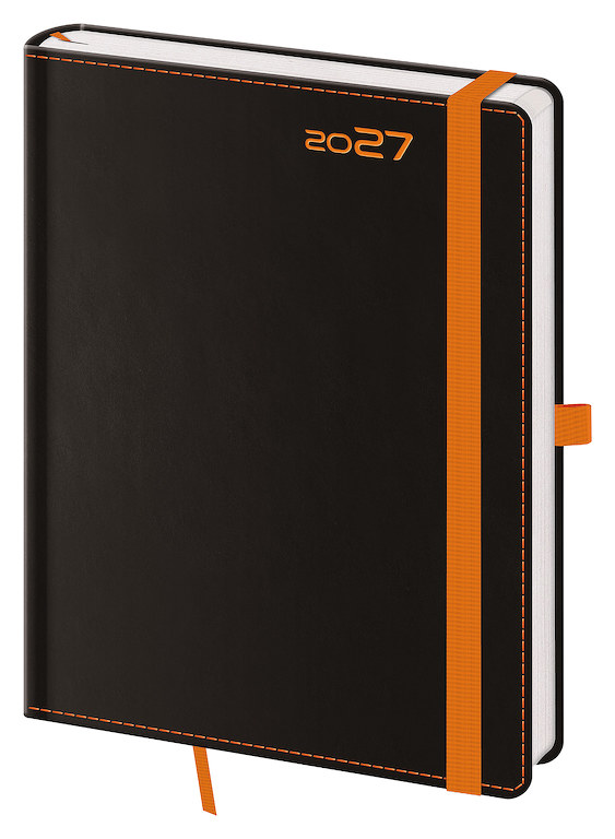 Týdenní diář B6 Black Orange s poutkem