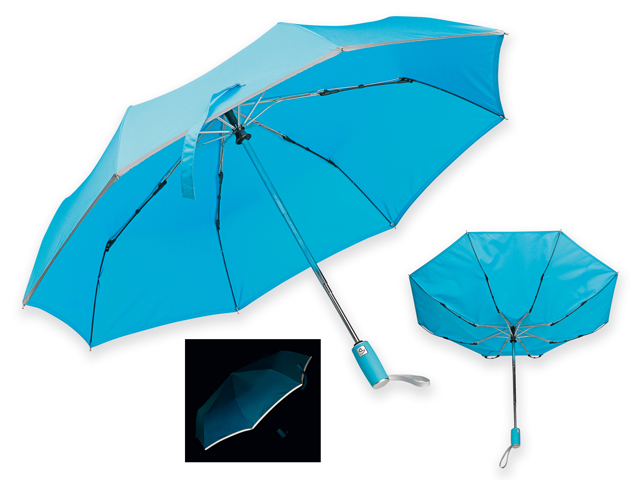 UMA polyesterový skládací deštník, open/close, 8 panelů, SANTINI, Světle modrá