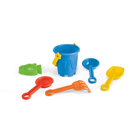 VALLARTA. Plážový kbelík z PP s 5 kusy příslušenství, světle modrá