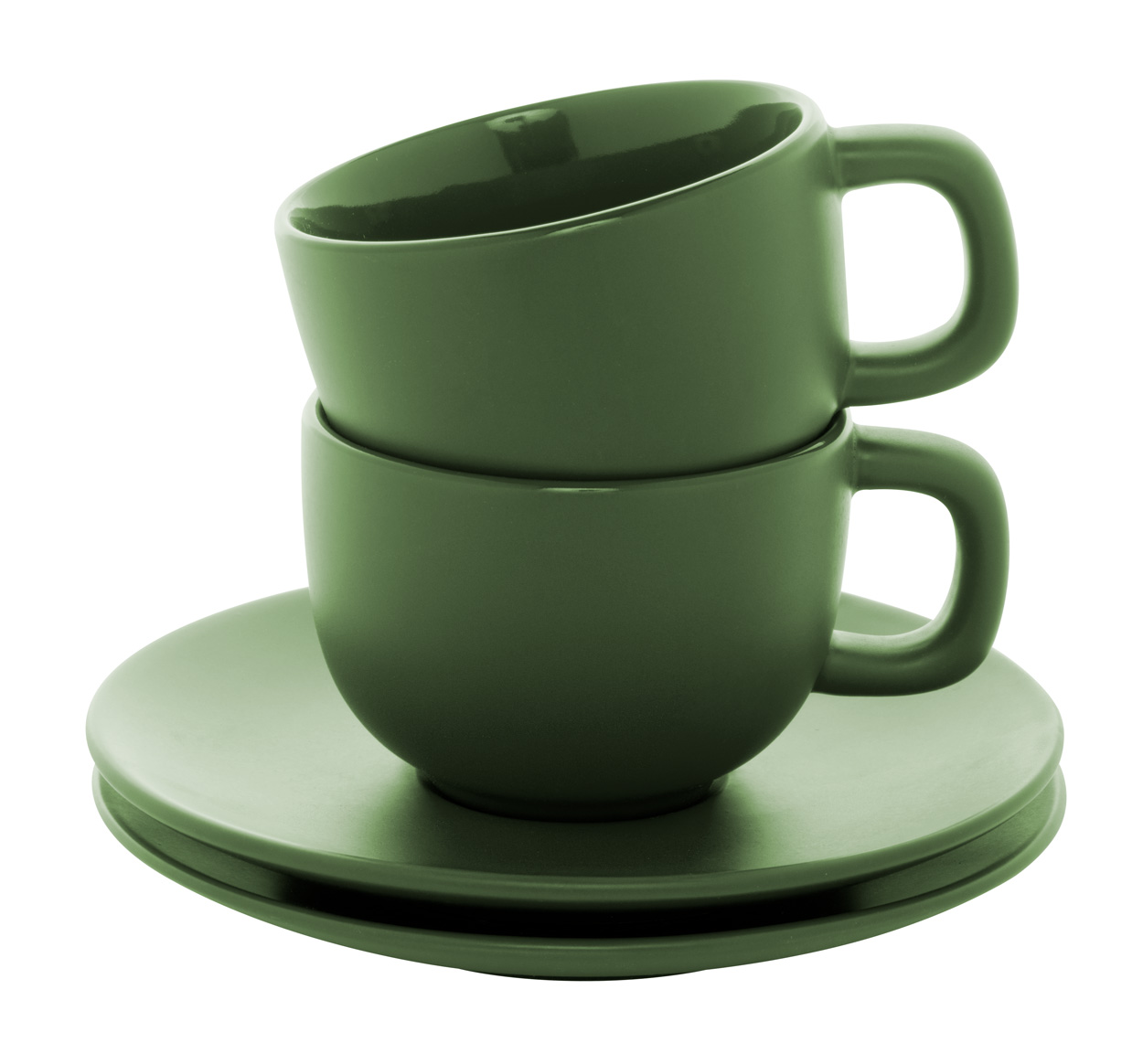 VANLION Sada 2 šálků a podšálků na cappuccino, zelená