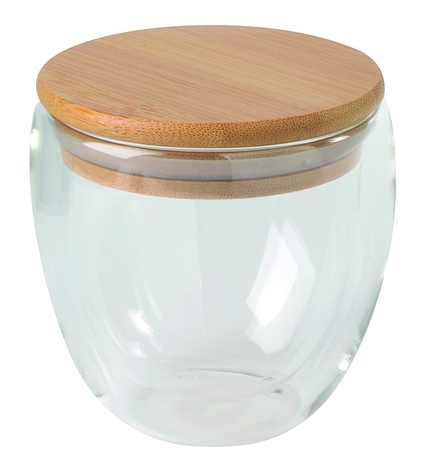 VARIETA Dvoustěnná sklenice s bambusovým víčkem, 250ml