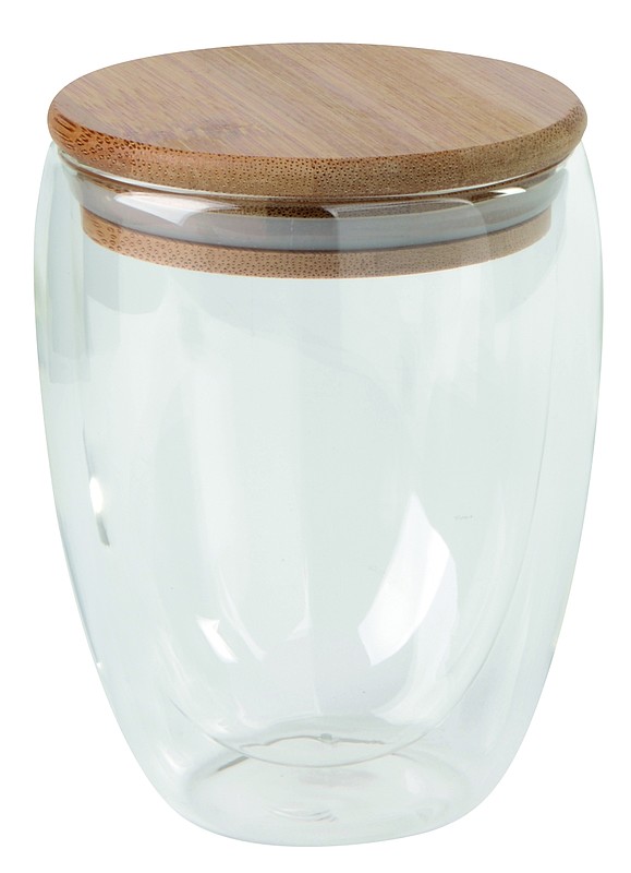 VARIETA Dvoustěnná sklenice s bambusovým víčkem, 350ml