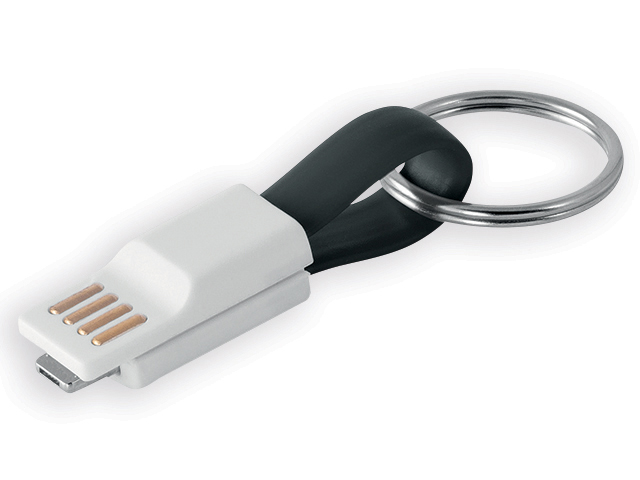 VENDEL přívěsek na klíče s micro USB kabelem, Černá