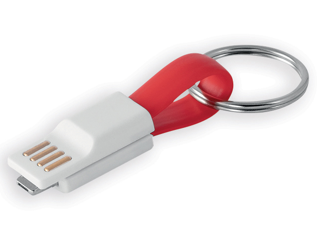 VENDEL přívěsek na klíče s micro USB kabelem, Červená