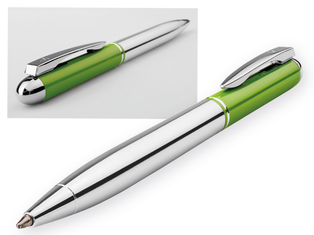 VIERA kovové kuličkové pero, modrá náplň, Světle zelená