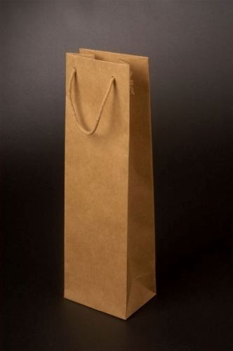 VINIE Papírová taška na láhev vína 12x39x9 cm, hnědá