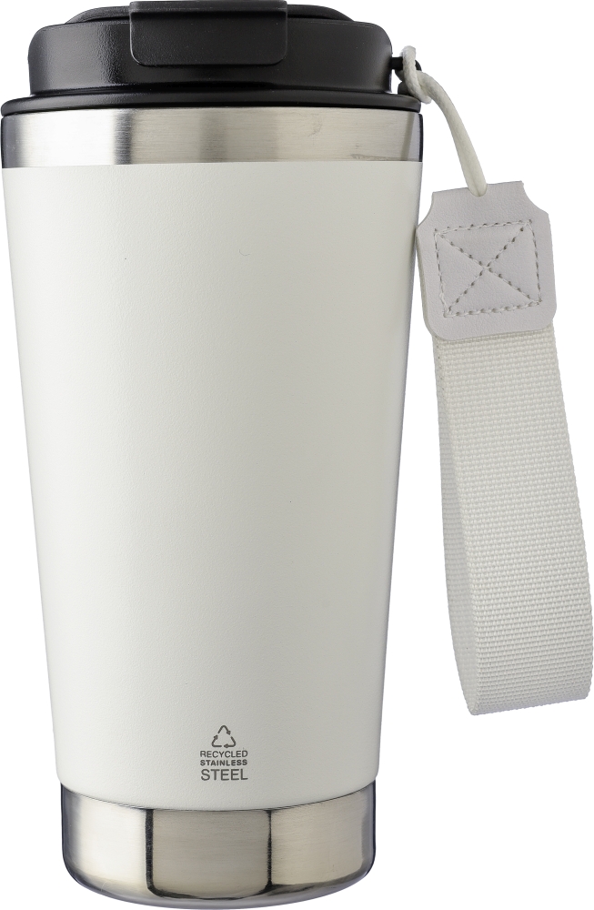 VITERBO Dvoustěnný termohrnek z recyklované nerezové oceli, 500 ml, bílá