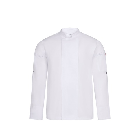 VL AGNI. Unisexová kuchyňská bunda (190 g/m²) z bavlny (35 %) a recyklovaného polyesteru (65 %), bílá, 2XL