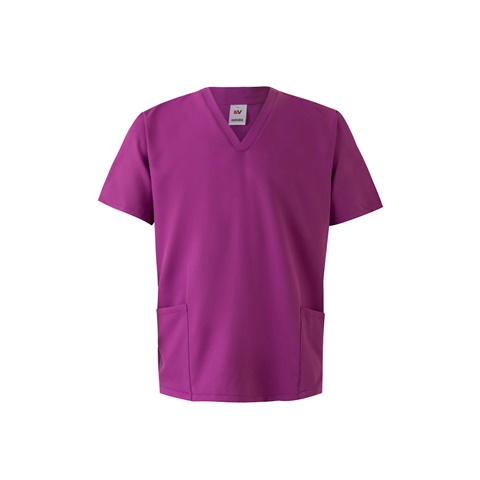 VL FLORA. Tunika s krátkými rukávy (140 g/m²) vyrobená ze 100 % mikrovlákna, tmavě růžová, 2XL