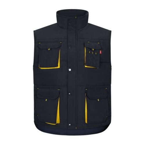 VL NERGAL. Vycpaná vesta, dvoubarevná, vícekapsová (120 g/m²), z polyesteru (100 %), modrá, 2XL
