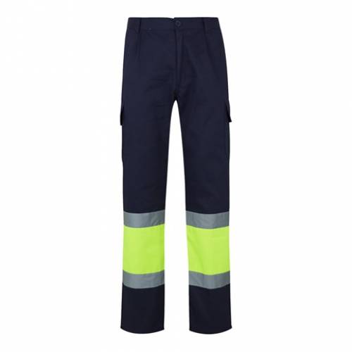 VL POSEIDON. Dvoubarevné keprové kalhoty s více kapsami (210 g/m²), z bavlny (20 %) a polyesteru (80 %), modrá, 2XL