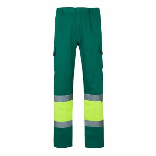 VL POSEIDON. Dvoubarevné keprové kalhoty s více kapsami (210 g/m²), z bavlny (20 %) a polyesteru (80 %), zelená, 2XL