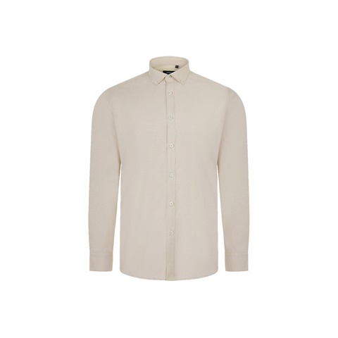 VL PRITHVI MAN. Pánská oxfordská košile (180 g/m²) z bavlny (50 %), polyesteru (45 %) a elastanu (5 %), světlá přírodní, 2XL