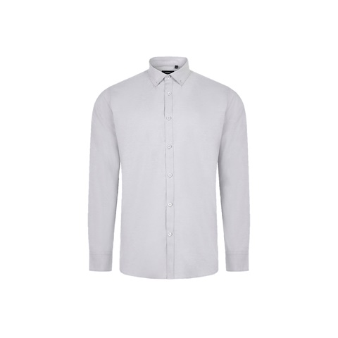 VL PRITHVI MAN. Pánská oxfordská košile (180 g/m²) z bavlny (50 %), polyesteru (45 %) a elastanu (5 %), světle šedá, 2XL