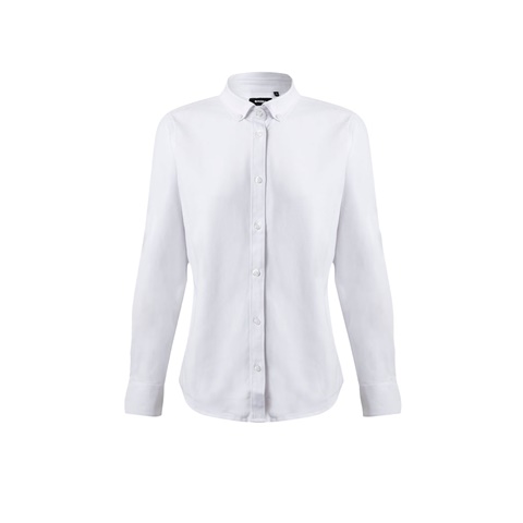 VL PRITHVI WOMEN. Dámská oxfordská košile (180 g/m²) z bavlny (50 %), polyesteru (45 %) a elastanu (5 %), bílá, 2XL
