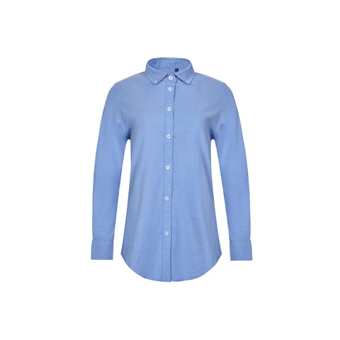 VL PRITHVI WOMEN. Dámská oxfordská košile (180 g/m²) z bavlny (50 %), polyesteru (45 %) a elastanu (5 %), modrá, 2XL