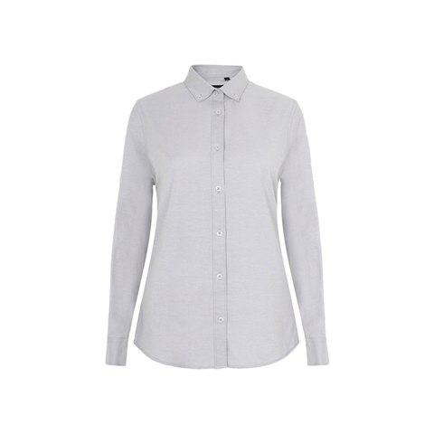 VL PRITHVI WOMEN. Dámská oxfordská košile (180 g/m²) z bavlny (50 %), polyesteru (45 %) a elastanu (5 %), světle šedá, 2XL