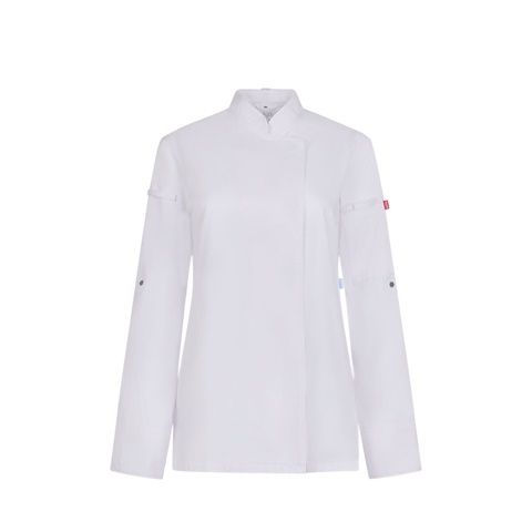 VL THOTH. Dámská kuchyňská bunda (190 g/m²) vyrobená z bavlny (35 %) a recyklovaného polyesteru (65 %), bílá, 2XL