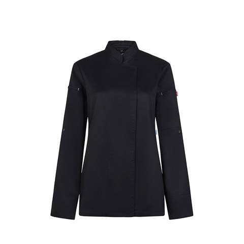 VL THOTH. Dámská kuchyňská bunda (190 g/m²) vyrobená z bavlny (35 %) a recyklovaného polyesteru (65 %), černá, 2XL