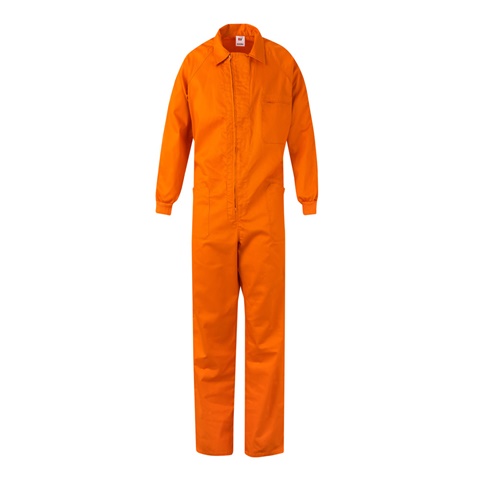 VL YAMA. Keprová kombinéza (200 g/m²) z bavlny (35 %) a polyesteru (65 %), oranžová, 66