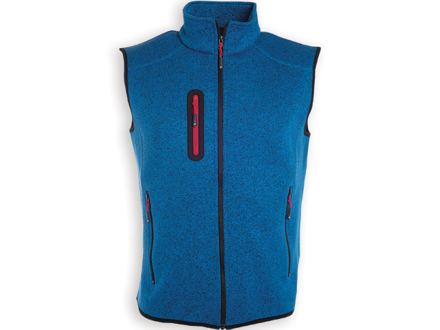 WOOLLY VEST MEN pánská vesta, 280 g/m2, vel. S, JAMES NICHOLSON, Modrý melír