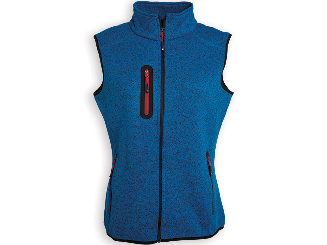 WOOLLY VEST WOMEN dámská vesta, 280 g/m2, vel. S, JAMES NICHOLSON, Modrý melír