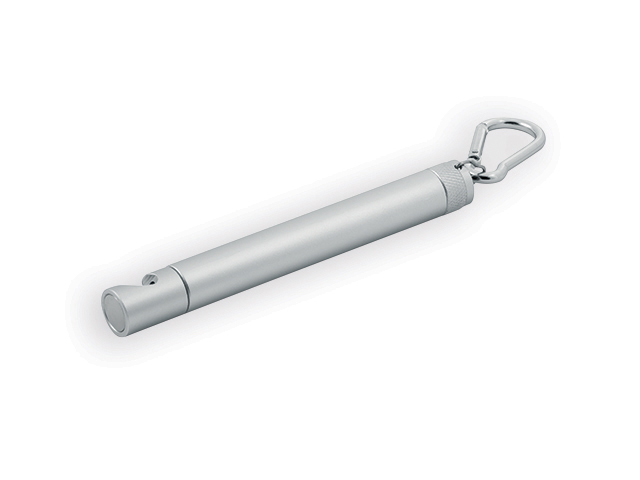 ZACHARY kovová COB LED svítilna s karabinou, magnetem a otvírákem, Saténově stříbrná