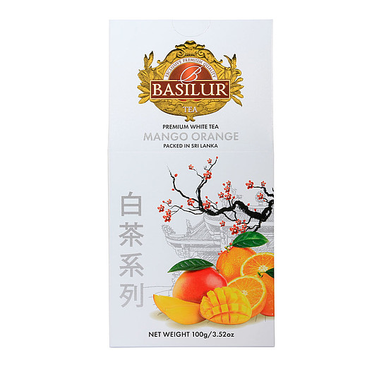 ZURIA- BASILUR White Tea Mango Orange papír 100g - Bílý čaj, ochucený, aromatizovaný, sypaný 100g